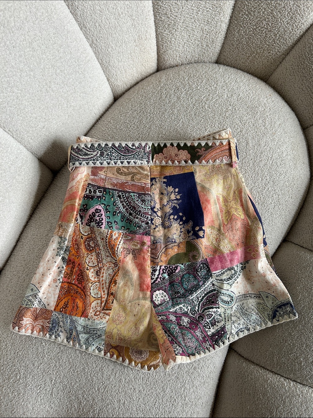 Zimmermann Multicolor Paisley-Print High-Waist Shorts with Belt - Picture 6 of 6
